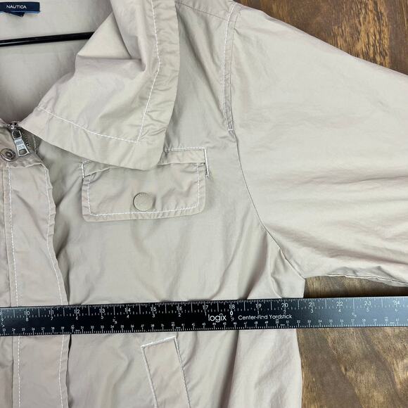 Nautica Womens Jacket Tan Windbreaker Bomber Rain Gorpcore Fly Away Outdoors L - Picture 5 of 12